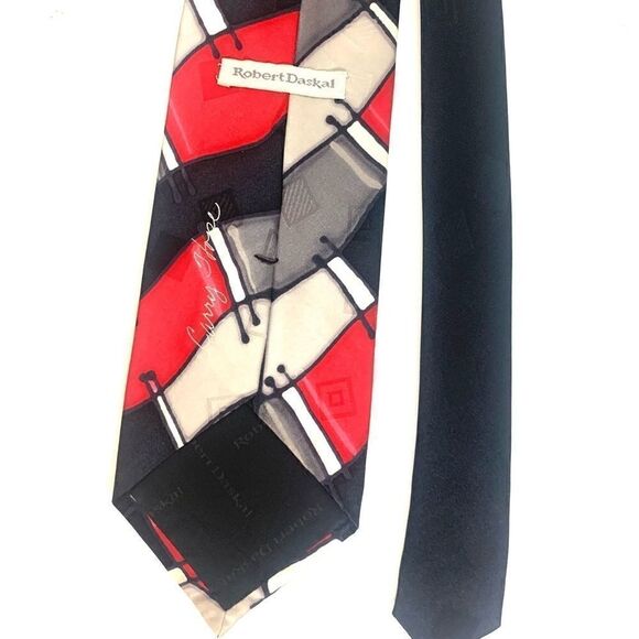 Robert Daskal Vintage Hand-Painted Retro Mod Silk Tie - Picture 5 of 7